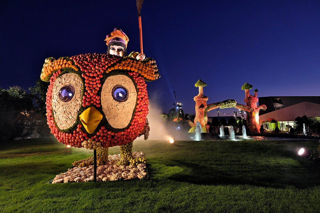 France, Haut Rhin, Mulhouse, fairground, Folie'Flore, ephemeral gardens staged, in light and music, in october each year\n