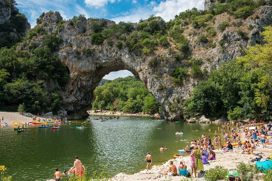 France, Ardeche, Vallon Pont d'Arc, Pont d'Arc beach\n