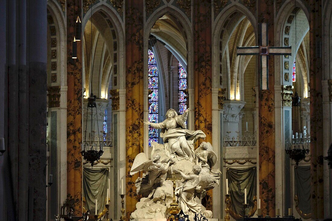 France, Eure et Loir, Chartres, Notre Dame cathedral listed as World Heritage by UNESCO, high altar dated late 18th century, the Assumption of Mary\n