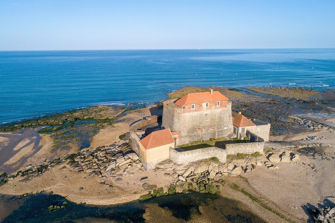 France, Pas de Calais, Ambleteuse, Fort Mahon, fort designed by Vauban (aerial view)\n