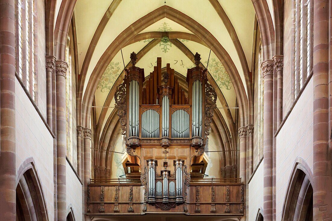 Frankreich, Bas Rhin, Marmoutier, römische Abteikirche aus dem 6. Jahrhundert, Orgel von 1710 des berühmten Orgelbauers André Silbermann