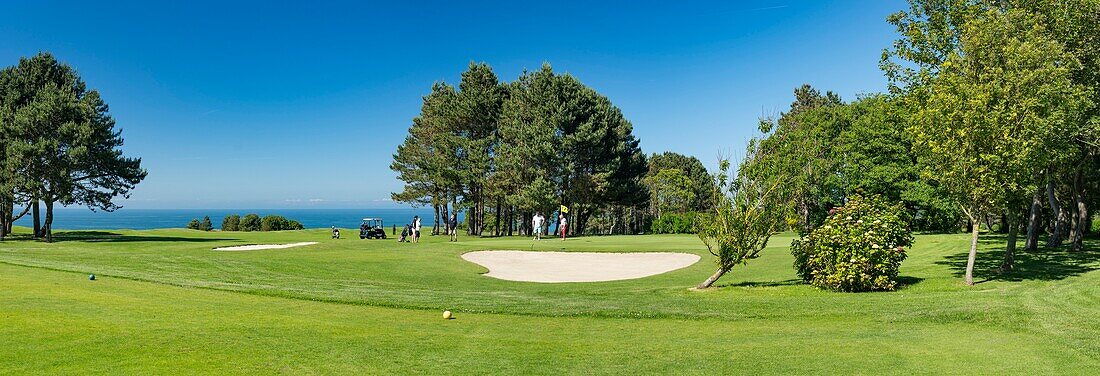 France, Seine Maritime, Etretat, Cote d'Abatre, the golf\n