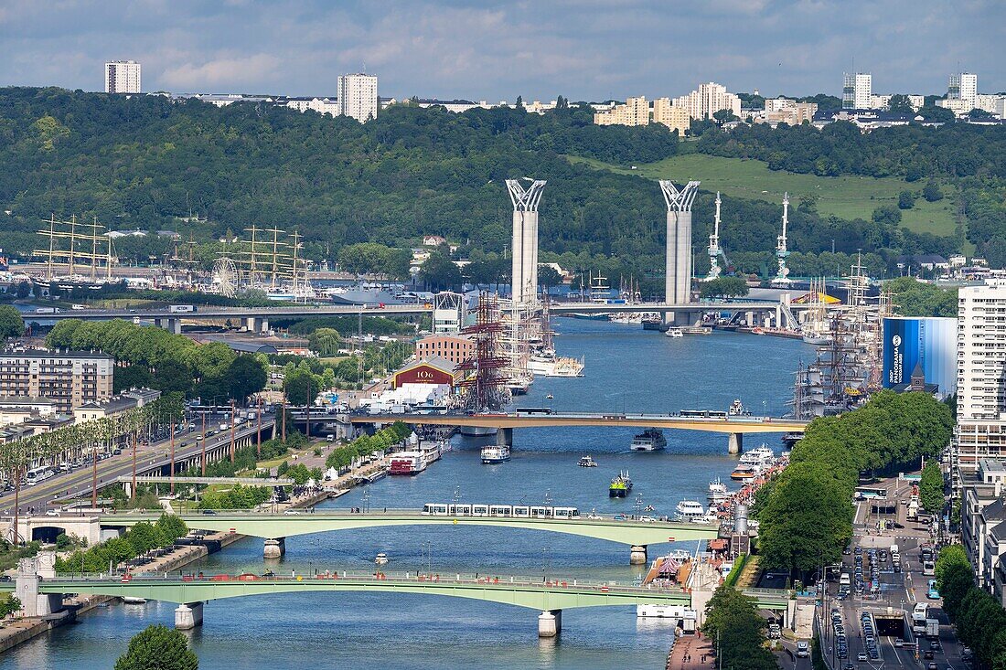 France, Seine Maritime, Rouen, Armada of Rouen 2019, Panorama of Côte Sainte Catherine\n