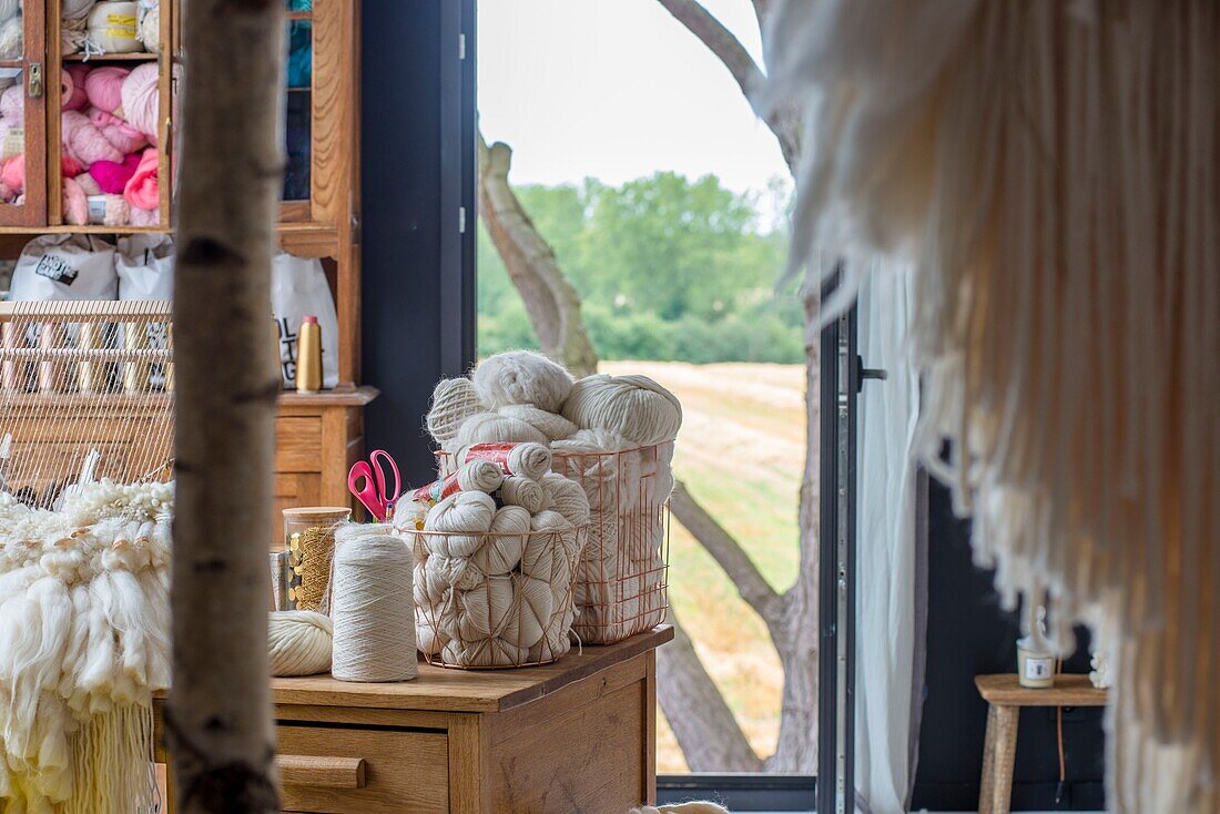 France, Guerande, Story :  Cosy home of Julie, wall weaves artist \n