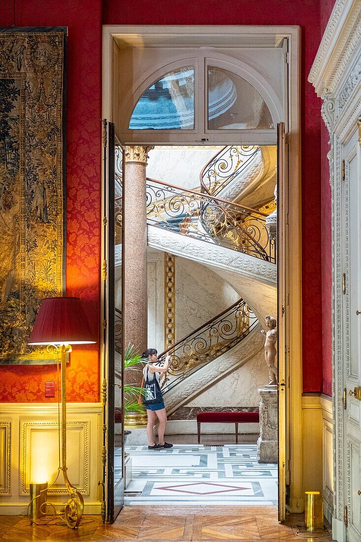 France, Paris, the Jacquemart Andre museum, the winter garden staircase\n