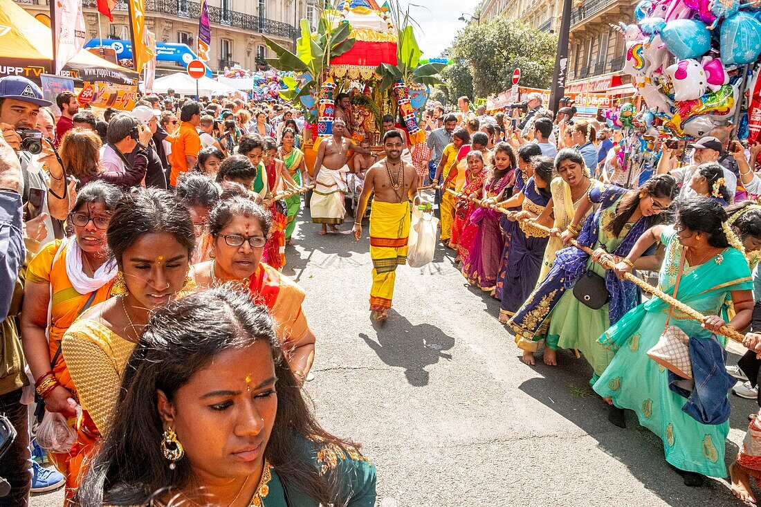 France, Paris, Ganesh Temple of Paris Sri Manicka Vinayakar Alayam, the Feast of the God Ganesh\n