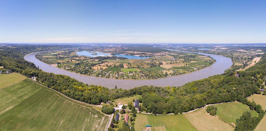 France, Eure, Barneville sur Seine, meander of the Seine (aerial view)\n