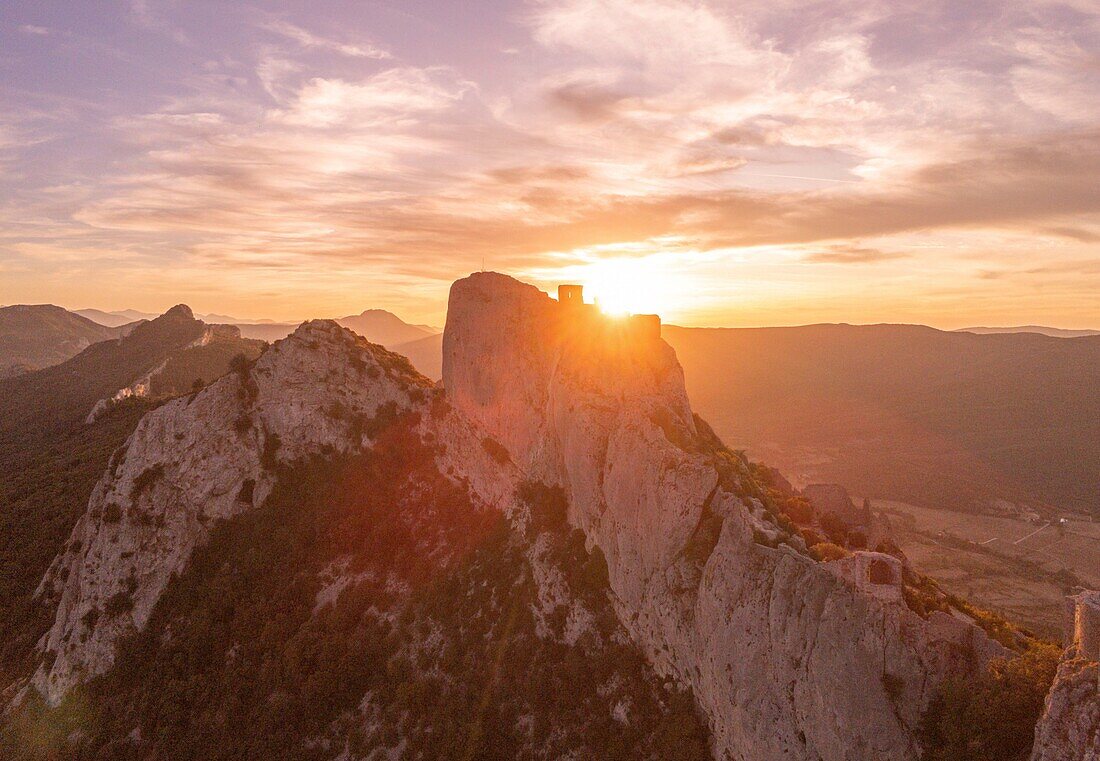 Frankreich, Aude, Duilhac sous Peyrepertuse, Katharerschloss von Peyrepertuse