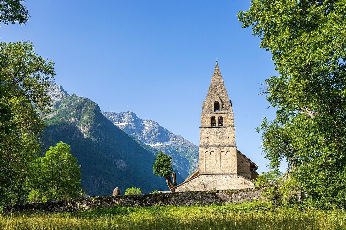 Frankreich, Hautes Alpes, Tal von Valgaudemar, die Kirche Saint Maurice en Valgodemard