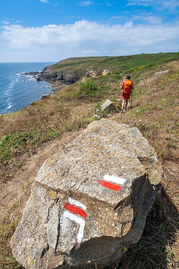 France, Finistere, Plogoff, hike along the GR 34 hiking trail or customs trail\n