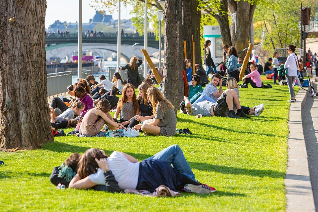 Frankreich, Paris, von der UNESCO zum Weltkulturerbe erklärtes Gebiet, der Park Rives de Seine