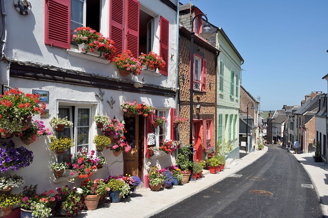 France, Somme, Saint Valery sur Somme, Street des Moulins, typical street of the city\n
