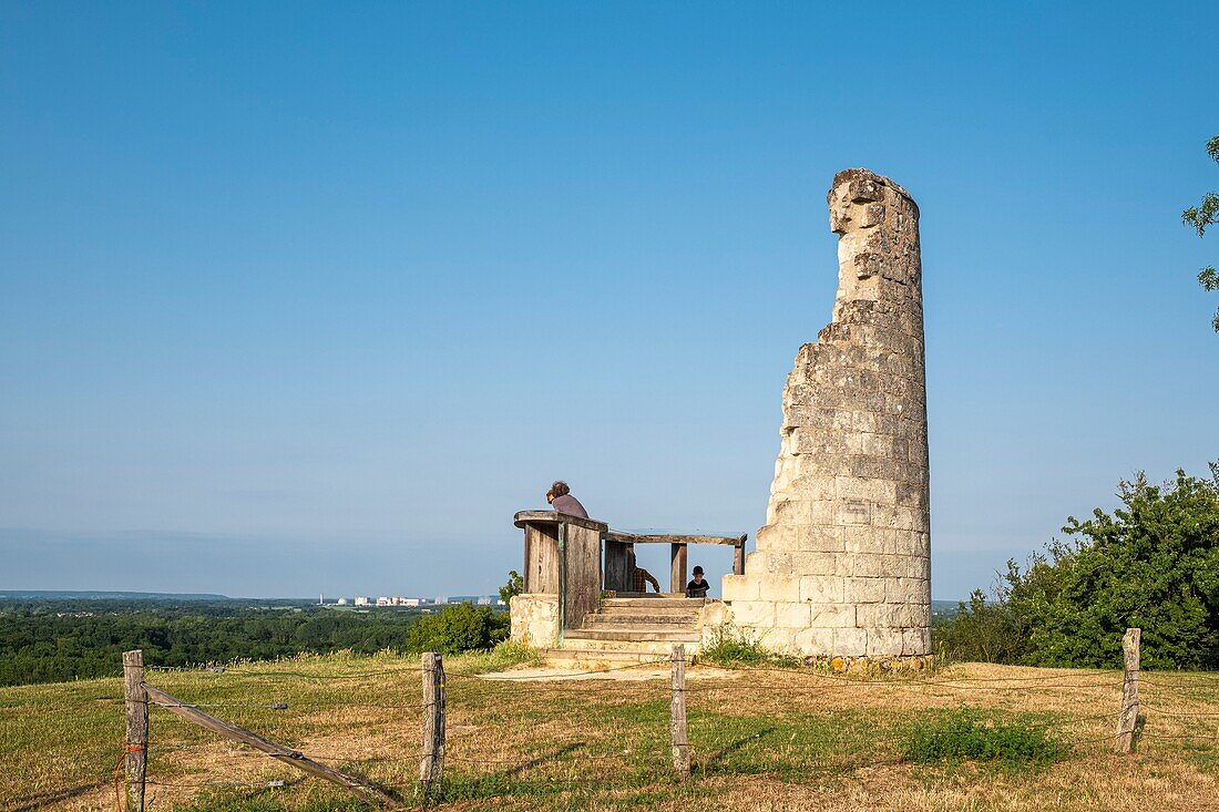 France, Indre et Loire, Loire Valley listed as World Heritage by UNESCO, Candes Saint Martin, labelled Les Plus Beaux Villages de France (The Most Beautiful Villages of France), ruins of the mill-tower or Pelouse mill\n