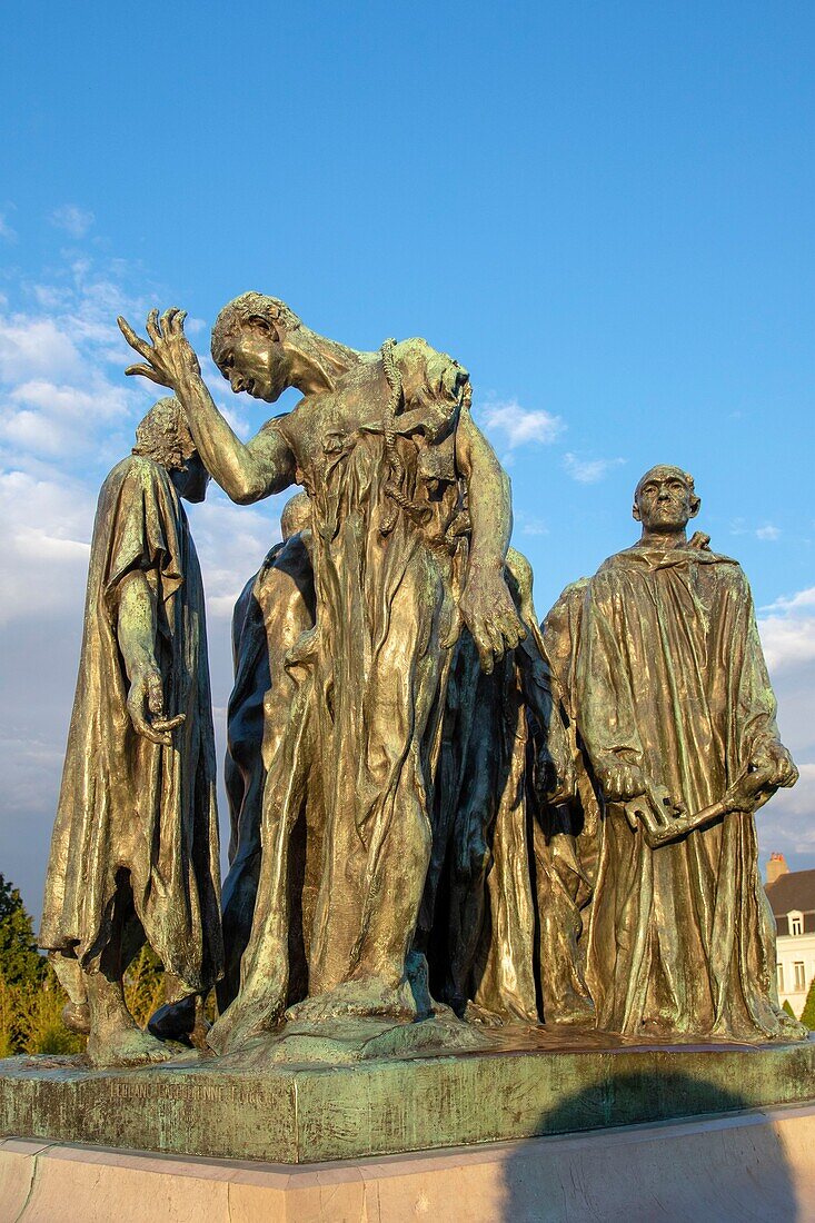 France, Pas de Calais, Calais, Monument to the Burghers of Calais, bronze statues by Auguste Rodin\n