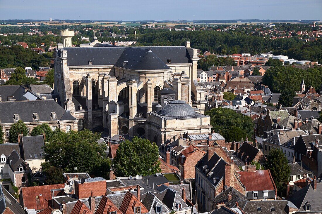 France, Pas de Calais, Arras View, the Notre Dame et Saint Vaast Cathedral from the Belfry of city hall\n