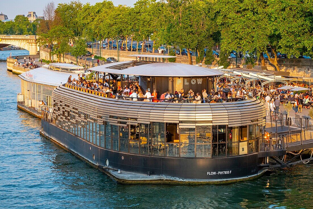 France, Paris, area listed as World Heritage by UNESCO, the New Banks, the barge the Flow\n