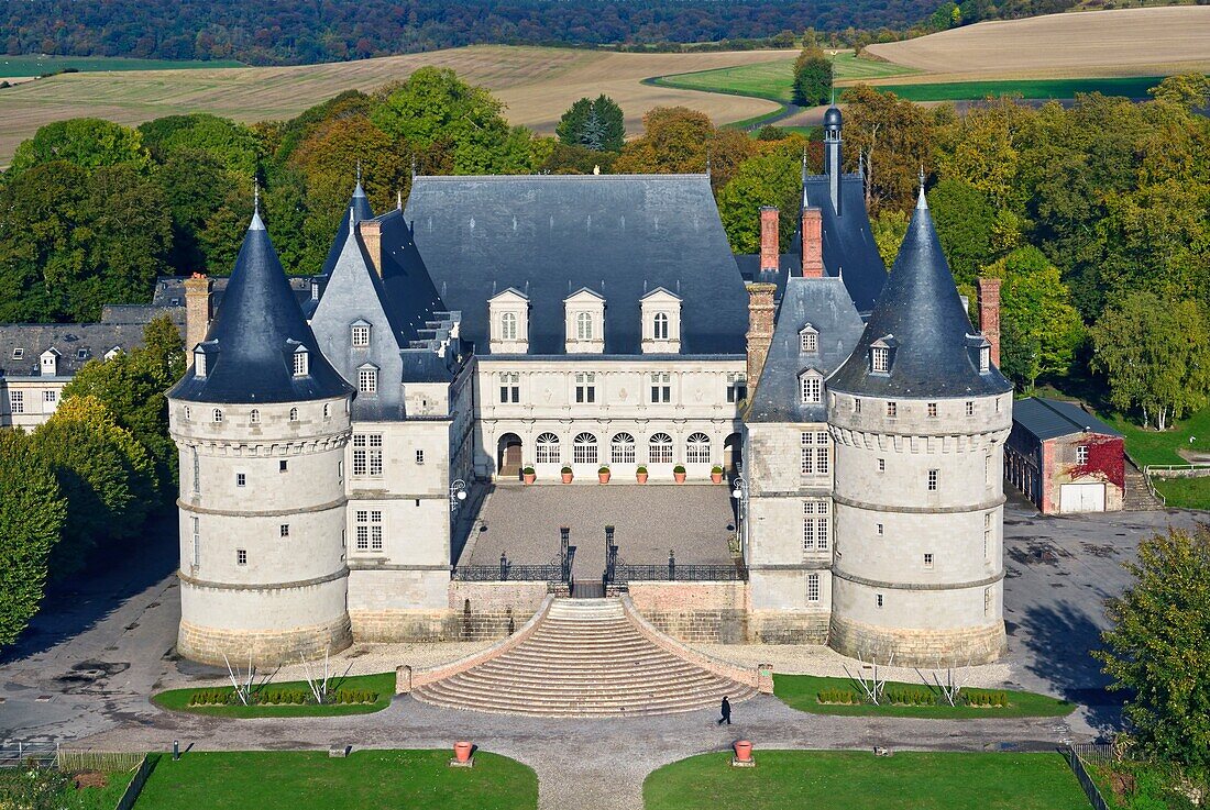 Frankreich, Seine-Martime, Mesnières-en-Bray, das Schloss (Luftaufnahme)