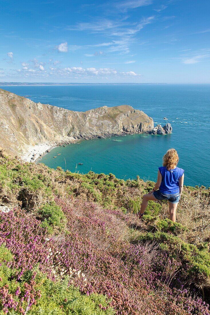 France, Manche, Cotentin, Cap de la Hague, Jobourg, Nez de Jobourg and Anse de Sennival, hiking along the coast\n