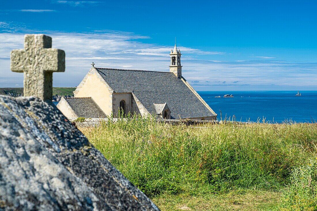 France, Finistere, Cleden-Cap-Sizun, Pointe du Van, Saint-They chapel and Saint-Mathieu fountain\n