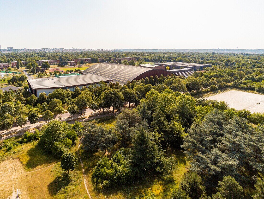 France, Paris, Bois de Vincennes, INSEP (National Institute of Sport) (aerial view)\n
