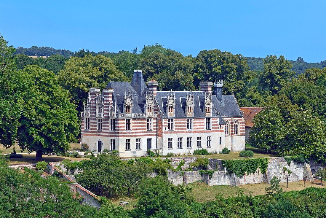 France, Seine-Maritime, Saint-Maurice-d'Etelan, the castle of Etelan (aerial view)\n