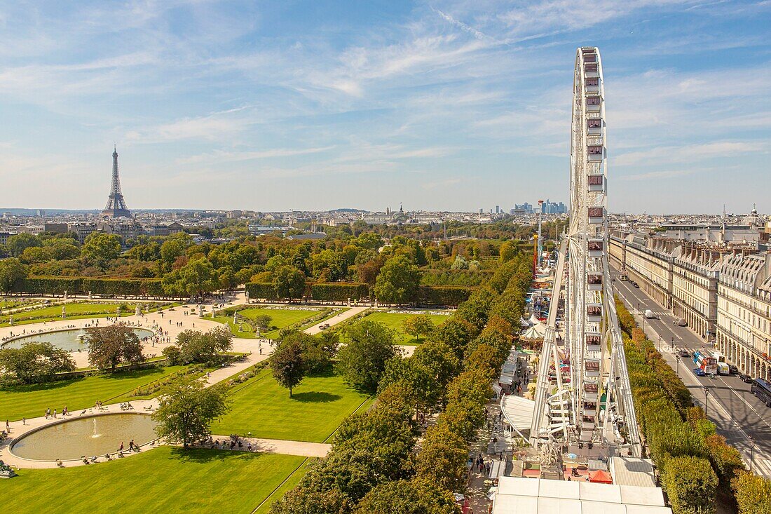 Frankreich, Paris, der Tuileriengarten und der Rummelplatz mit dem Riesenrad