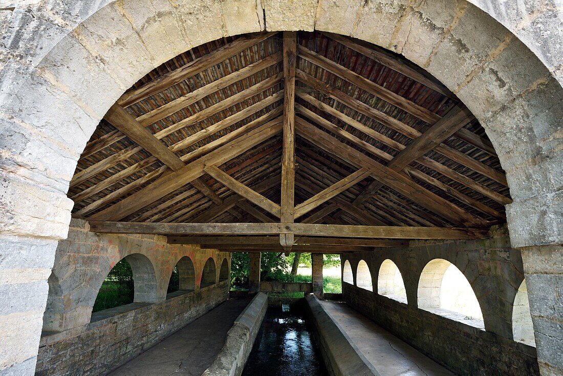 France, Haute Saone, Rioz, the great washhouse built in 1833\n