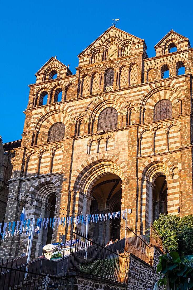 France, Haute-Loire, Le Puy-en-Velay, starting-point of Via Podiensis, one of the French pilgrim routes to Santiago de Compostela, Cathedral of Our Lady of the Annunciation\n