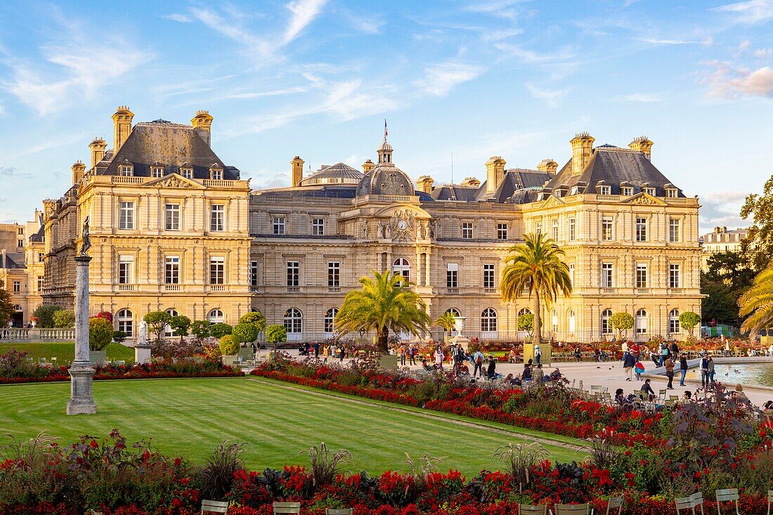 France, Paris, the Luxembourg Gardens, the Luxembourg Palace housing the Senate\n
