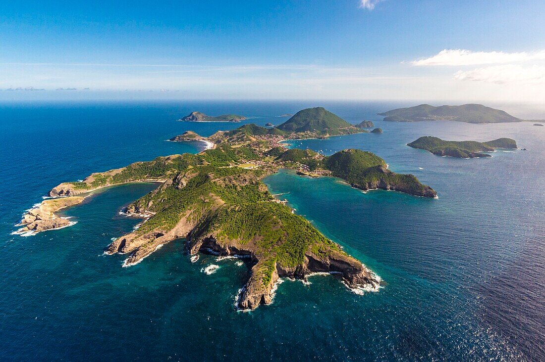 Guadeloupe, Les Saintes, Terre de Haut and Terre de Bas (aerial view)\n