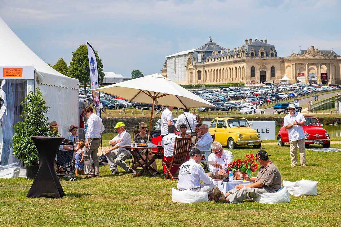France, Oise, Chantilly, Chateau de Chantilly, 5th edition of Chantilly Arts & Elegance Richard Mille, a day devoted to vintage and collections cars, Fiat stand\n
