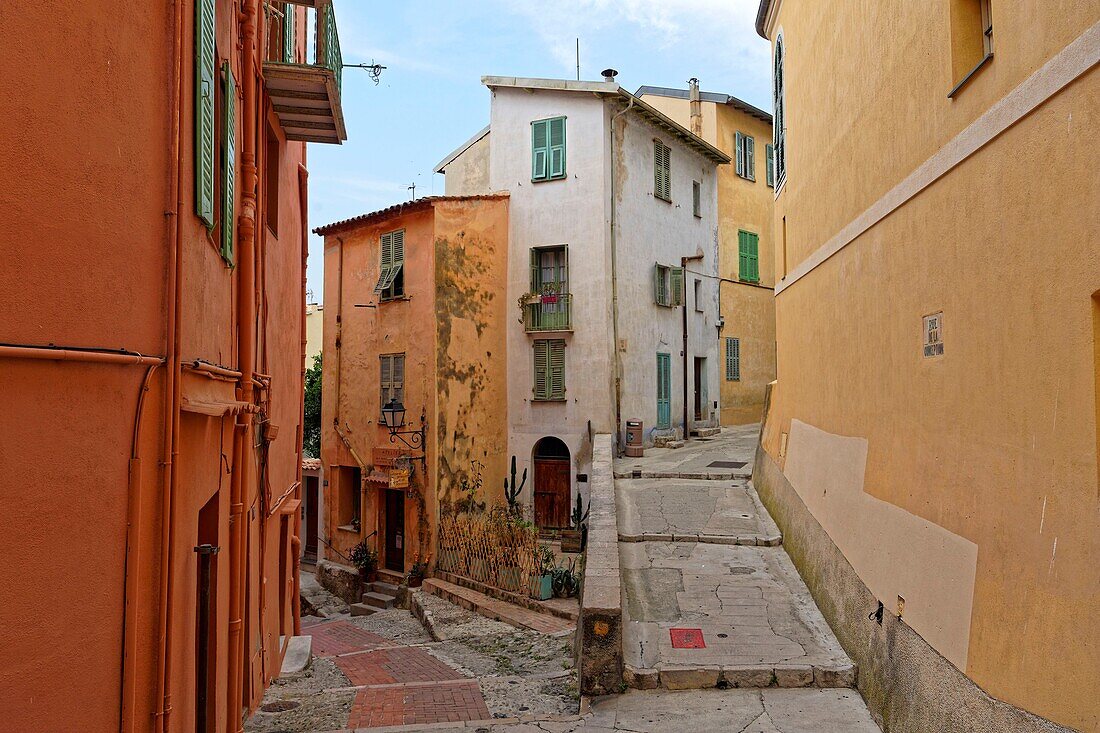 France, Alpes Maritimes, Cote d'Azur, Menton, the old town, Rue du Palmier\n