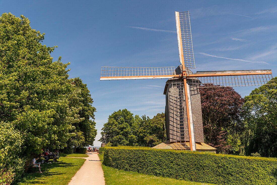France, North (59), Cassel, French village favorite in 2018, Mount Cassel dominates the village with its old wooden mill and a pleasant public garden\n