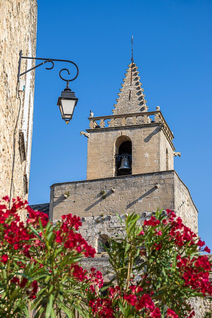 France, Vaucluse, Venasque, labeled the Most Beautiful Villages of France, the Romanesque church of the 13th century dedicated to Notre-Dame\n