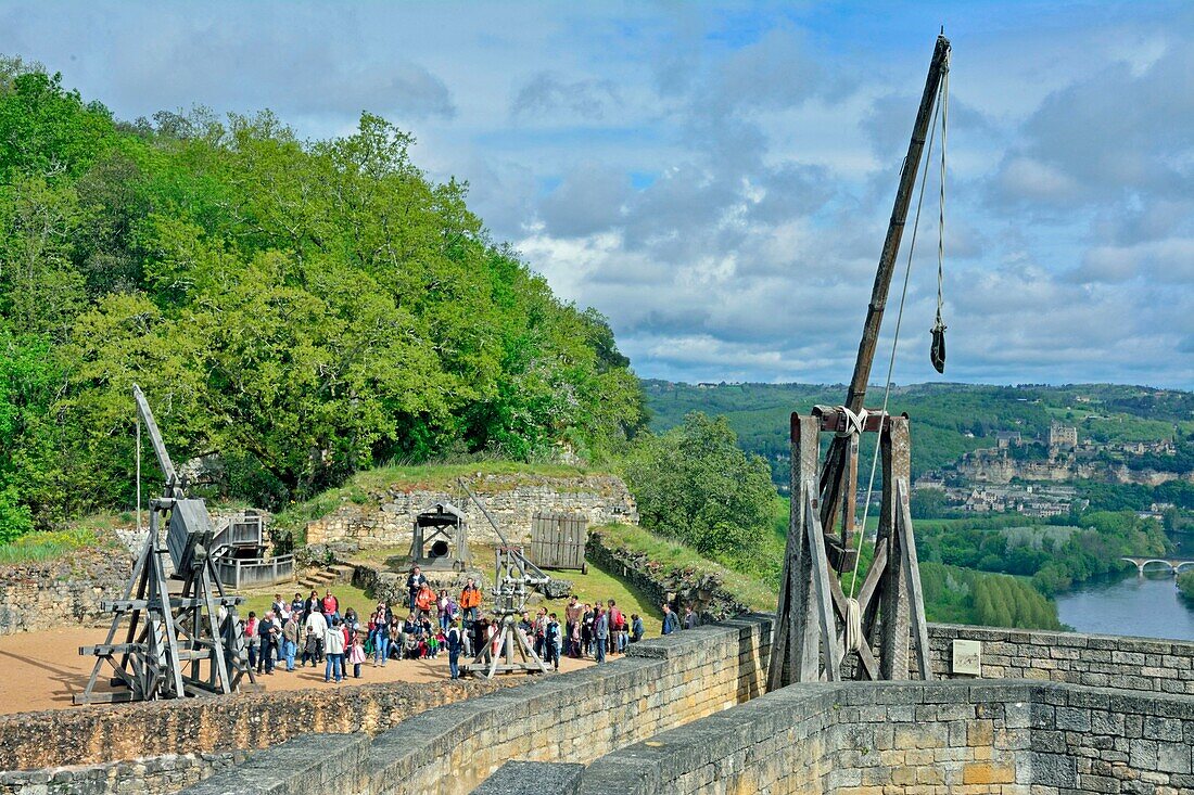 France, Dordogne, Perigord Noir, Dordogne Valley, Castelnaud la Chapelle, labelled Les Plus Beaux Villages de France (The Most Beautiful Villages of France), Castelnaud castle, Museum of War in the Middle Ages\n