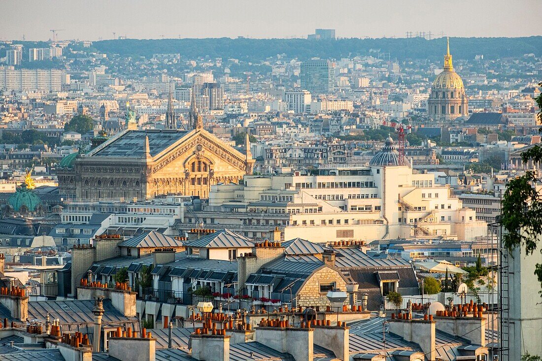 France, Paris, view on the rooftops of Paris en Zinc\n