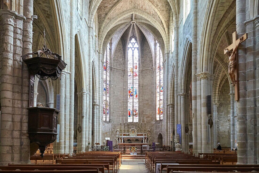 France, Herault, Clermont l'Herault, Nave of St. Paul Church\n