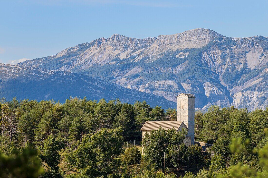 France, Alpes de Haute Provence, Regional Natural Park of Verdon, Castellane, Saint Thyrse church is one of the emblematic monuments which benefit from the lotto of the heritage imagined by Stéphane Bern for their restorations\n