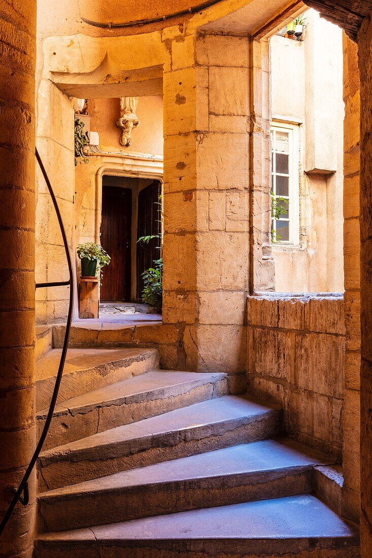 France, Rhone, Lyon, historic centre classified as a UNESCO World Heritage site, traboule in the Montée du Gourguillon\n