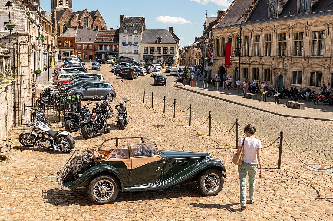 France, Nord (59), Cassel, Favorite village of the French in 2018, the village is a step for lovers of rally cars and motorcycle clubs in Harley-Davidson\n