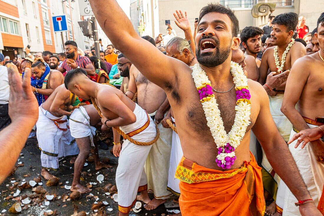 France, Paris, Ganesh Temple of Paris Sri Manicka Vinayakar Alayam, the Feast of the God Ganesh\n