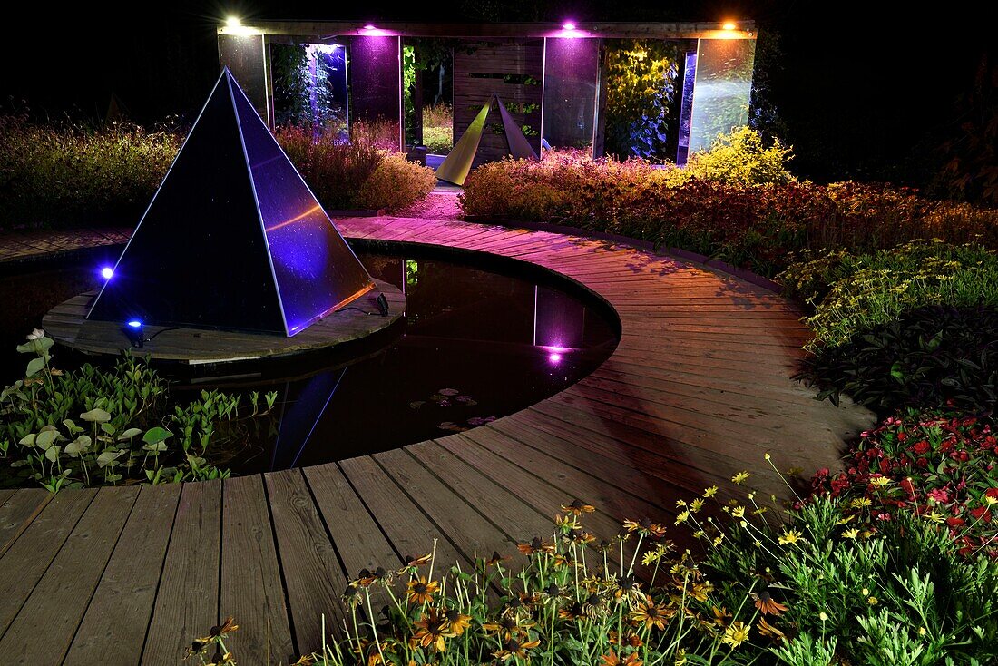 France, Doubs, Arc et Senans, the Saline Royale listed as World Heritage by UNESCO, Garden Festival 2019, nocturnal illuminations\n