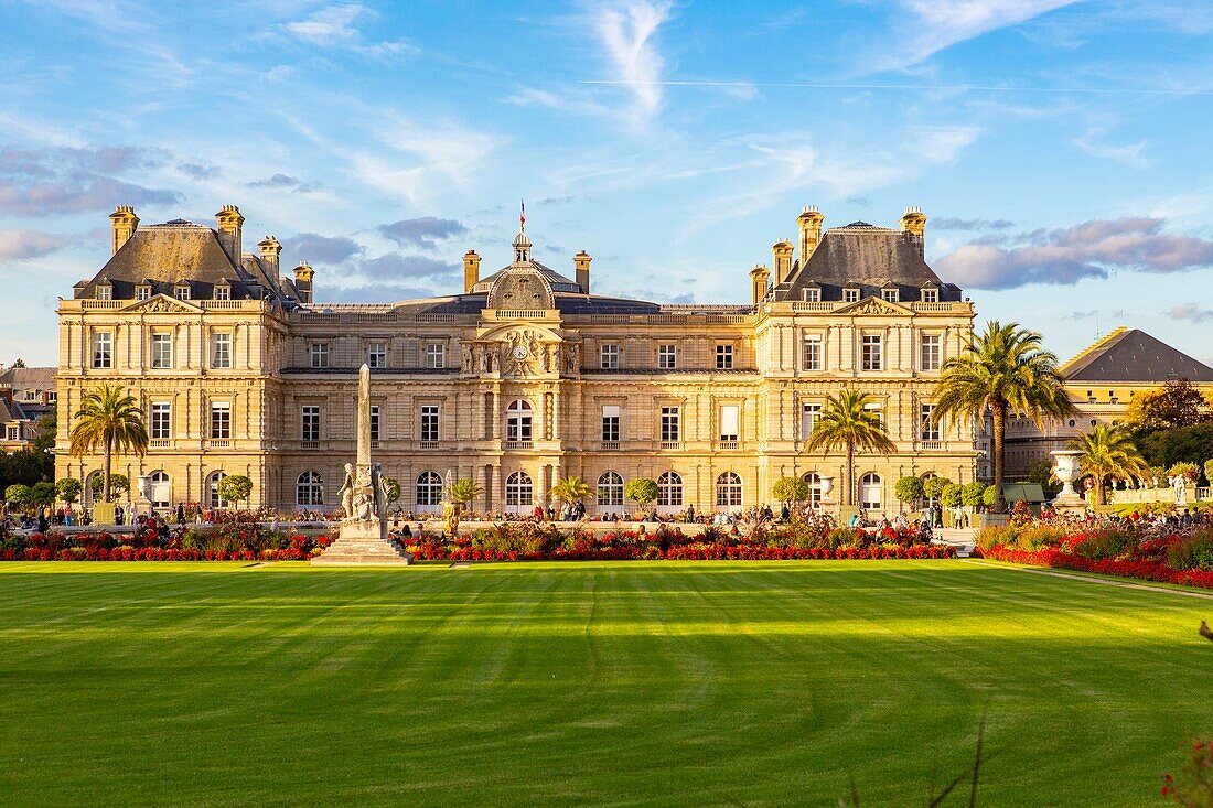 France, Paris, the Luxembourg Gardens, the Luxembourg Palace housing the Senate\n