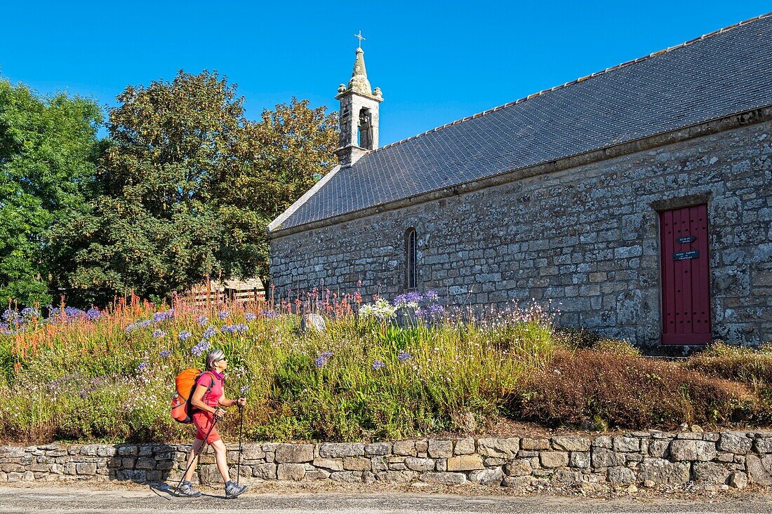 France, Finistere, Esquibien, Sainte Evette (or Sainte-Edwett) chapel along the GR 34 hiking trail or customs trail\n