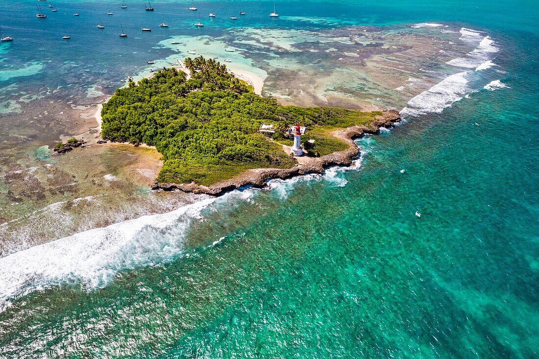 Frankreich, Karibik, Kleine Antillen, Guadeloupe, Grande-Terre, Le Gosier, Luftaufnahme der kleinen Insel Gosier
