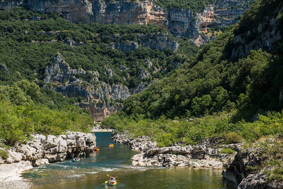 France, Ardeche, Reserve Naturelle des Gorges de l'Ardeche, Saint Remeze, Gournier, descent of the Gorges de l'Ardeche\n