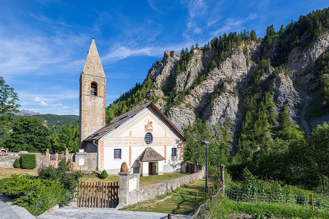 Frankreich, Alpes-Maritimes, Nationalpark Mercantour, Tinée-Tal, Saint-Dalmas-le-Selvage, Pfarrkirche von Saint-Dalmas