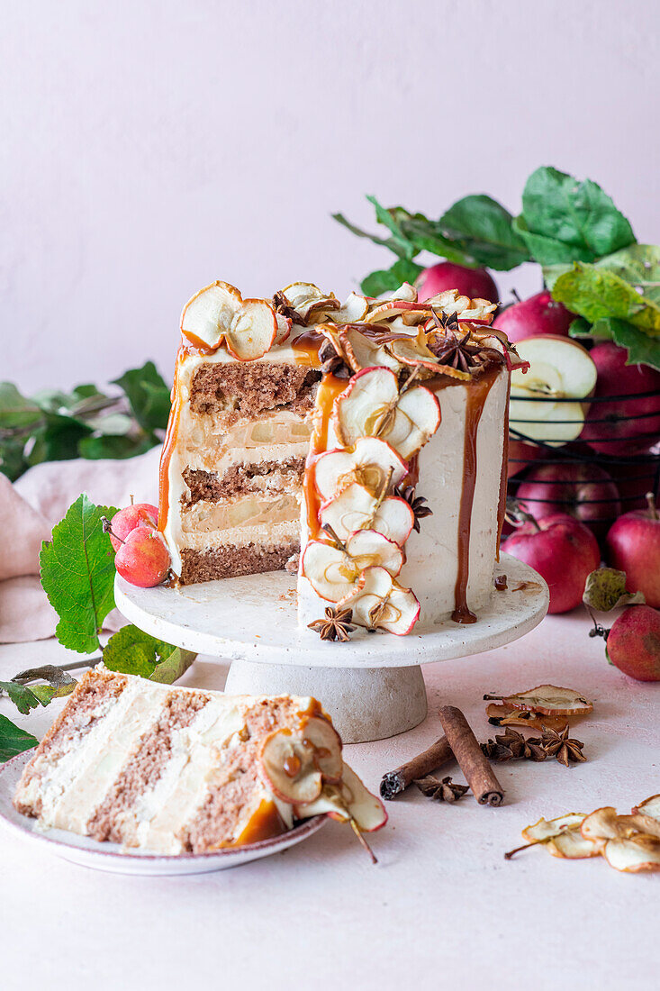 Apple and caramel cake