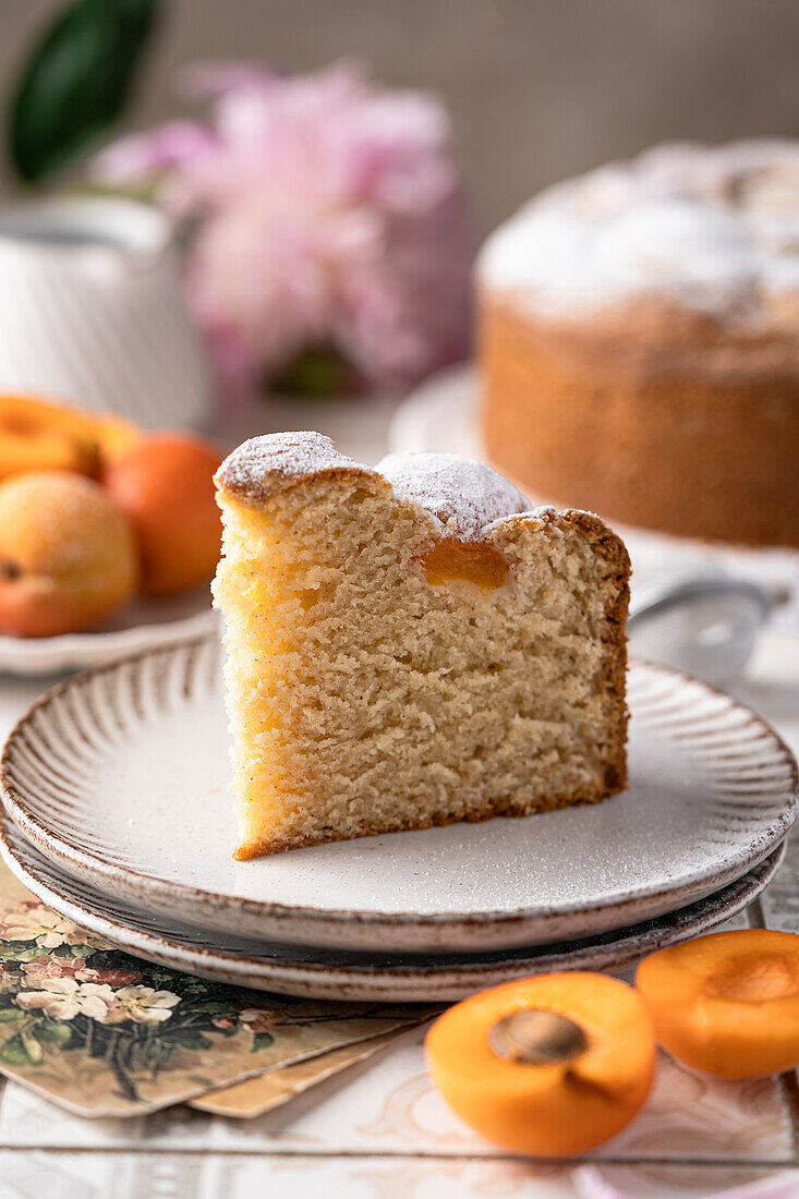 A slice of apricot cake