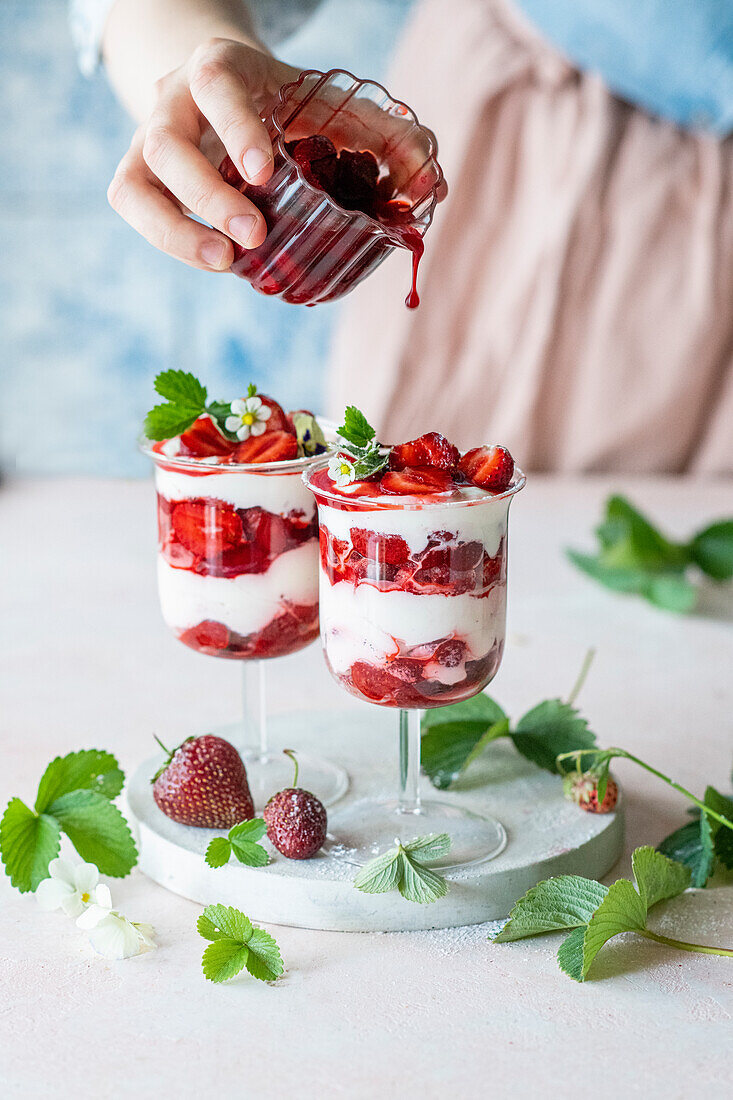 Strawberry and cream desserts